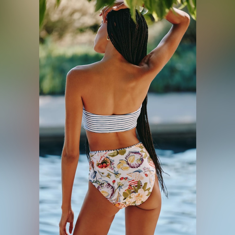 NWT Anthropologie Seafolly Coastal Fruit Beach Print Bikini SET Reversible - Picture 4 of 9